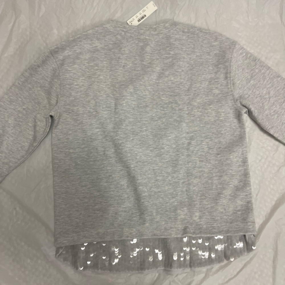 J crew crew neck sweater with sequins on the bottom